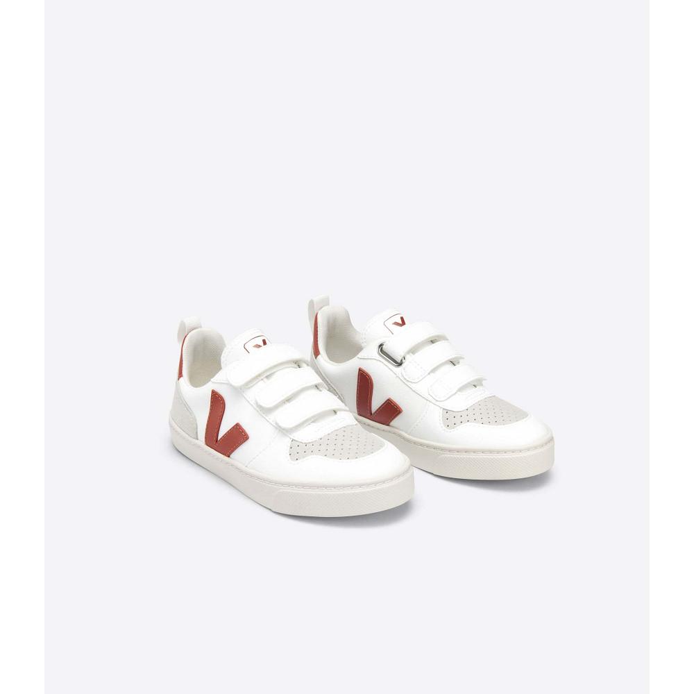 Kids' Veja V-10 CWL Shoes White/Burgundy | SG 785ILH